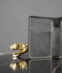 Black Bifold Bullhide Luxury Leather Wallet - The Shan Store