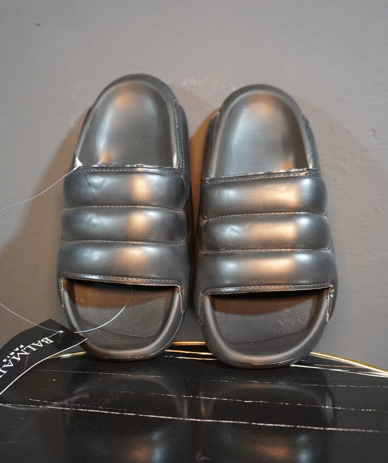 Black Trendy Balmain Slides for Men - The Shan Store