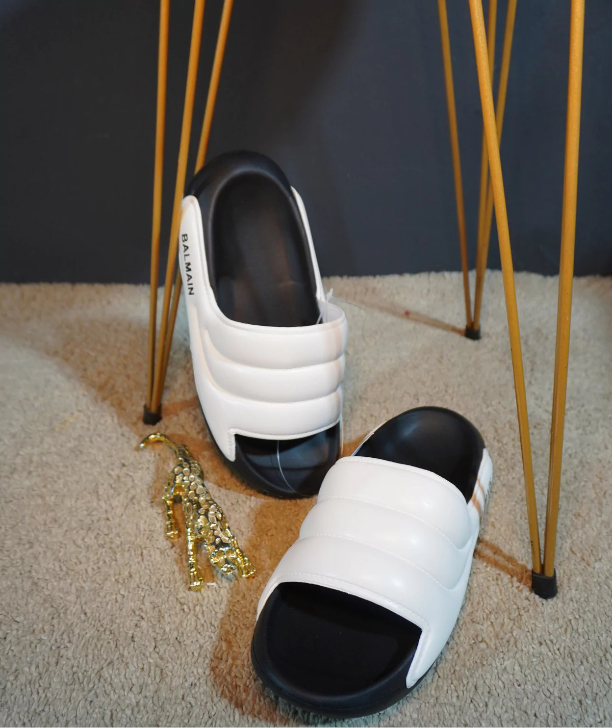 Premium Stylish Balmain Slides for Men White