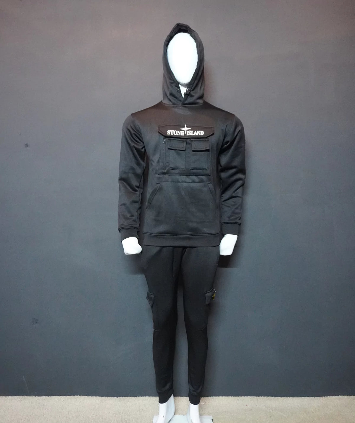 Premium Black Tracksuit Stone Island Hoodie Pullover Pakistan The Shan Store