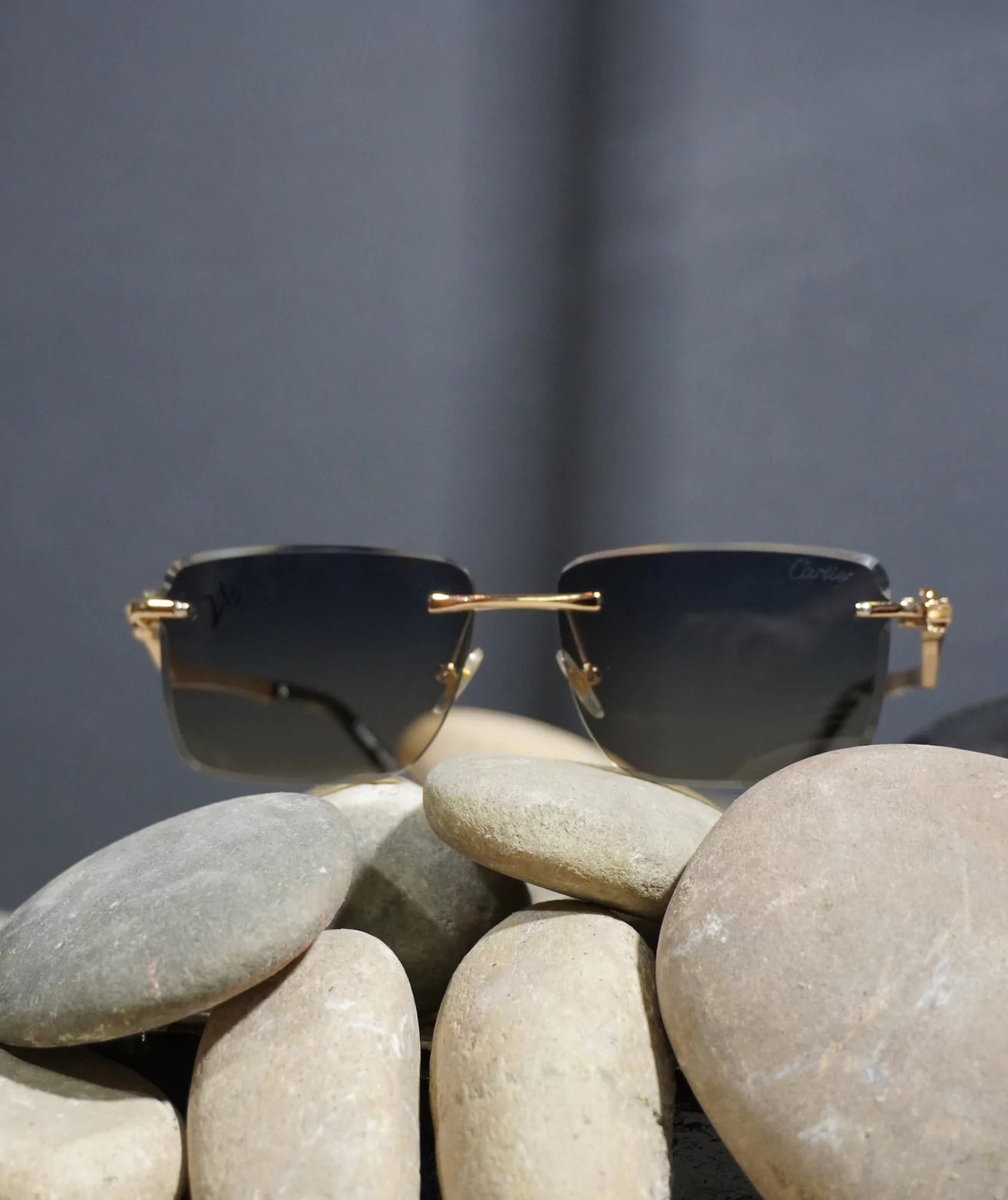 Cartier Diamond-Cut Rimless Sunglasses