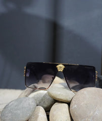 Versace Rev Grey Gradient Gold Frame Sunglasses