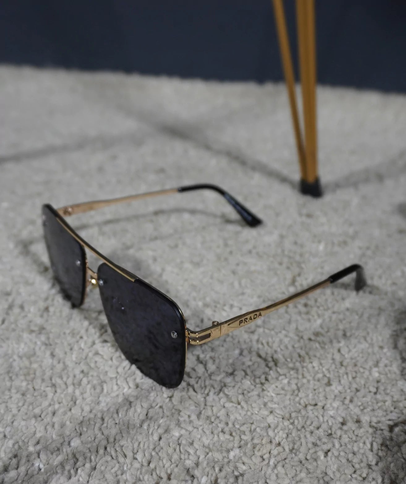 Prada Vintage Square Rimless Sunglasses