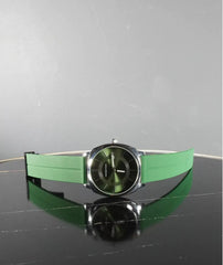 Fashionable Rubber Strap Green Luxury Watch