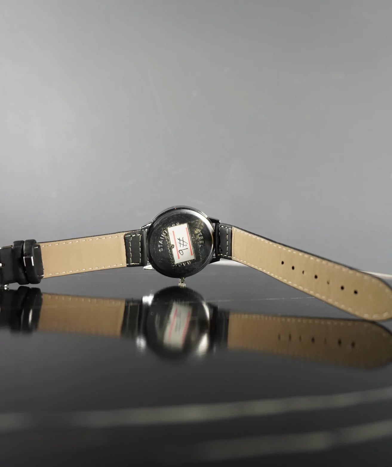 CK Minimal Silver Dial Black Leather Strap Watch