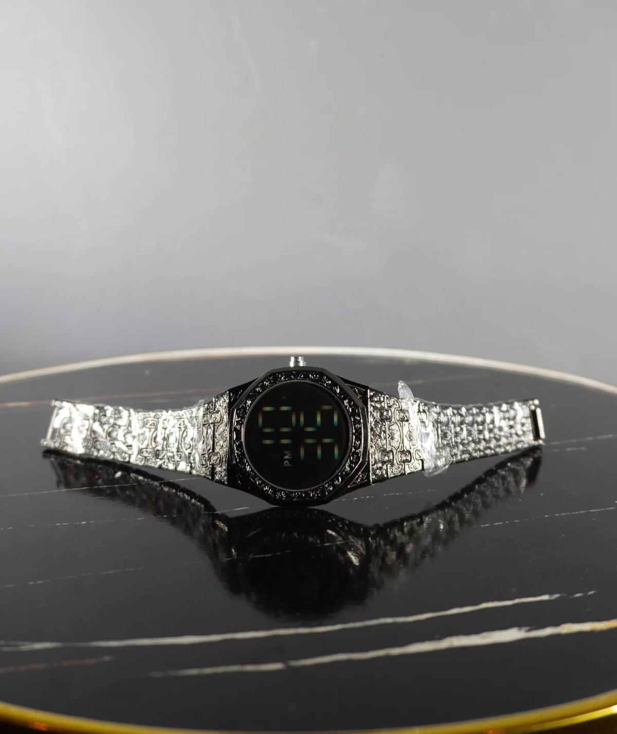 Digital Display Luxury Stone Watch - Black