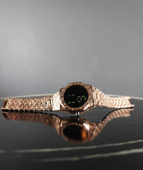 Rhinestone Decor Round Electronic Watch - Rose Gold