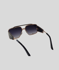 Dita Punk Style Square Sunglasses Black & Golden