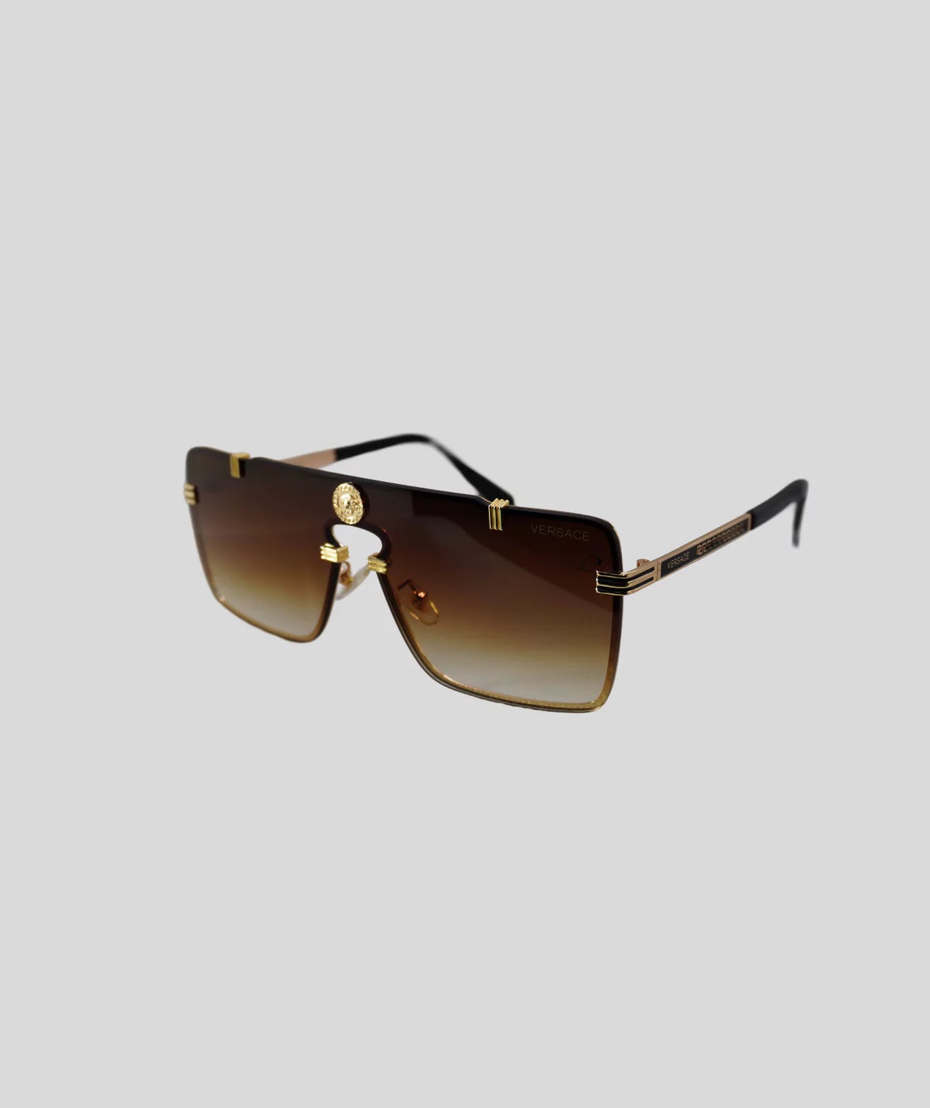 Versace Flat Gold Brown Rich Looking Sunglasses