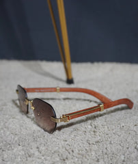 Cartier Rimless Wooden Style Trendy Sunglasses