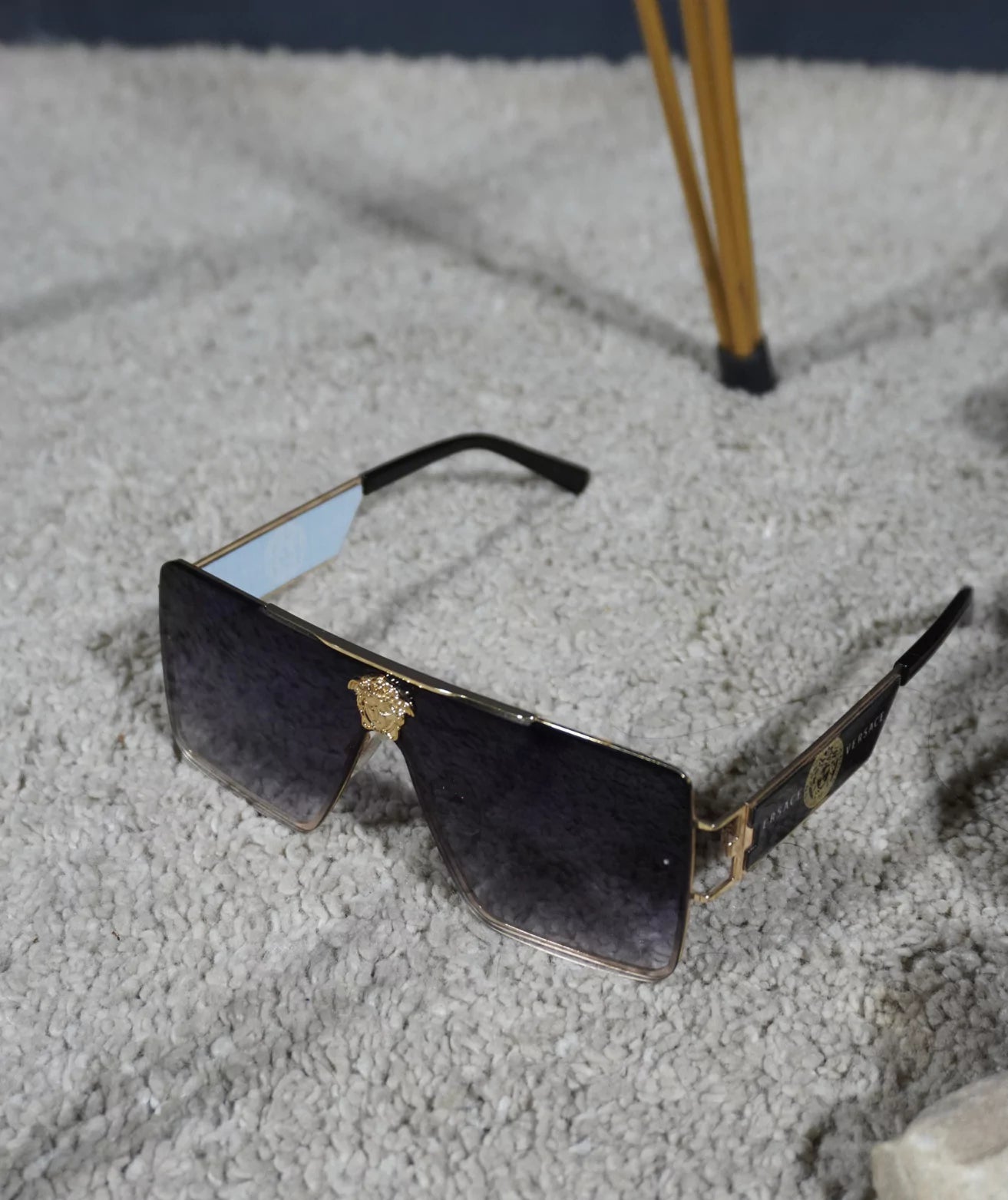 Versace Rev Grey Gradient Gold Frame Sunglasses