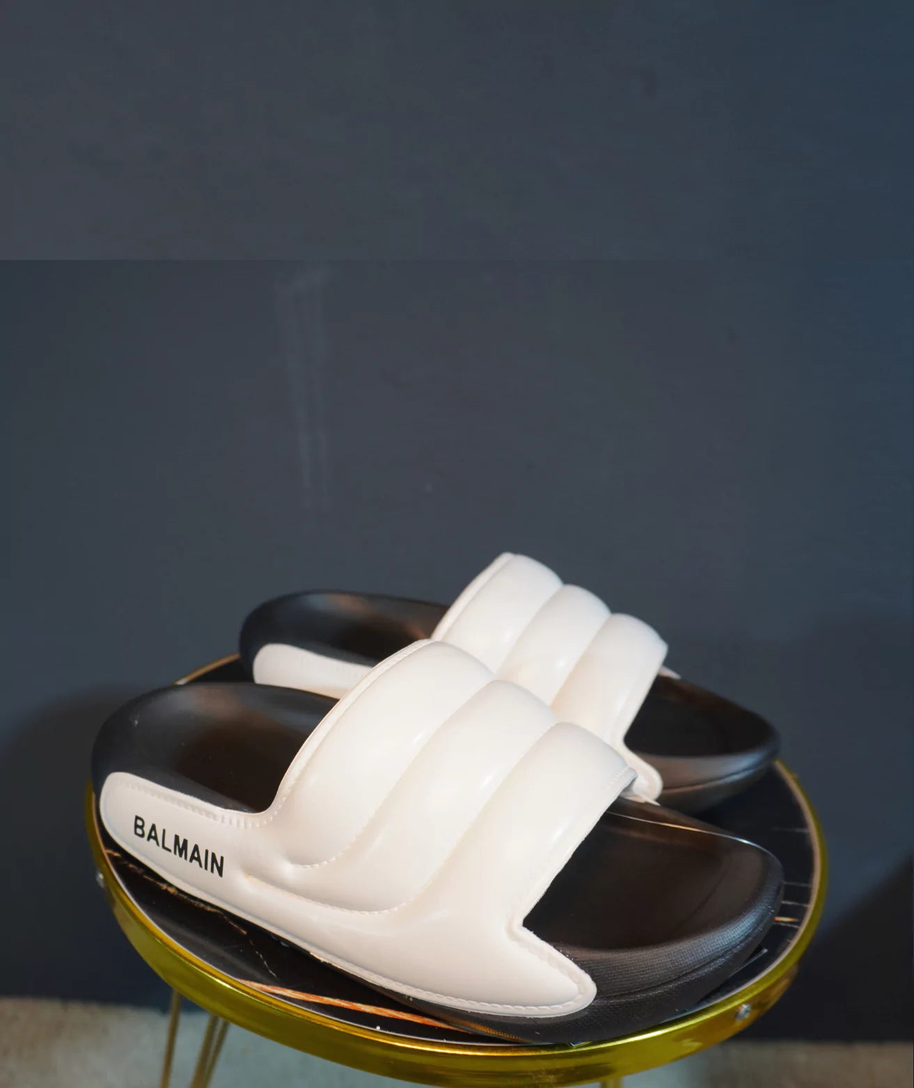 Premium Stylish Balmain Slides for Men White