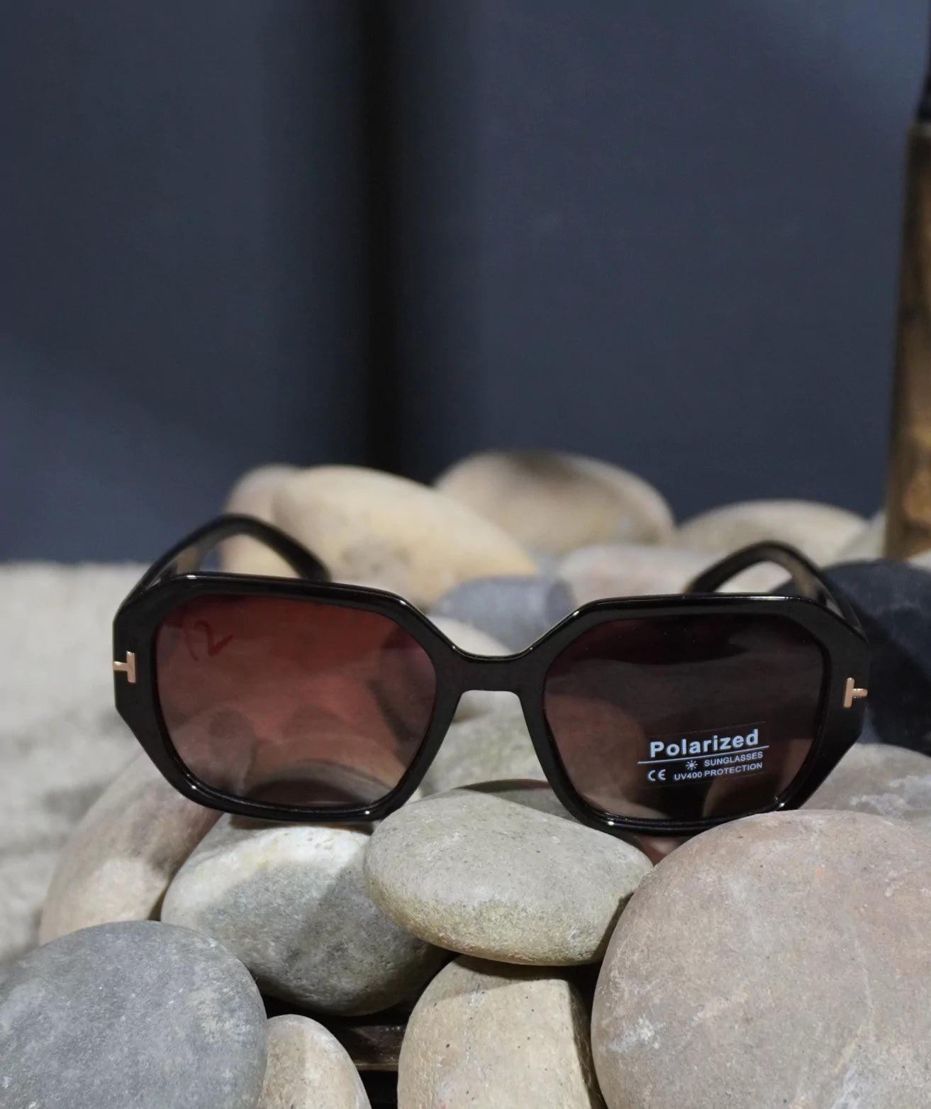 World-class Unique Brown Geometric Shape Sunglasses