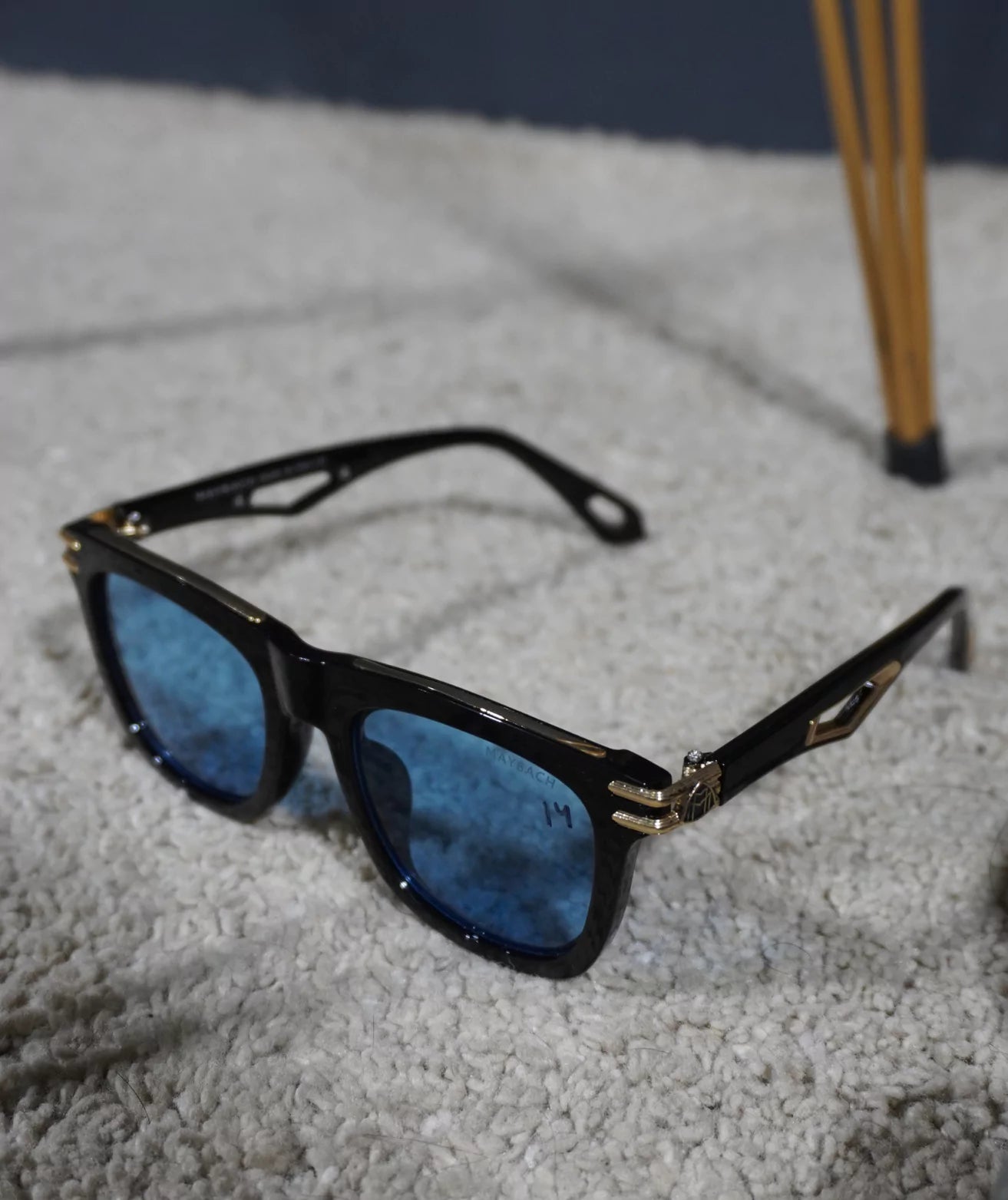 Maybach Black Blue Full Rim Wayfarer Shape Sunglasses