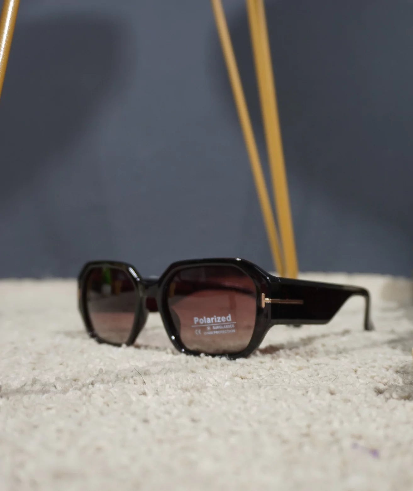 World-class Unique Brown Geometric Shape Sunglasses