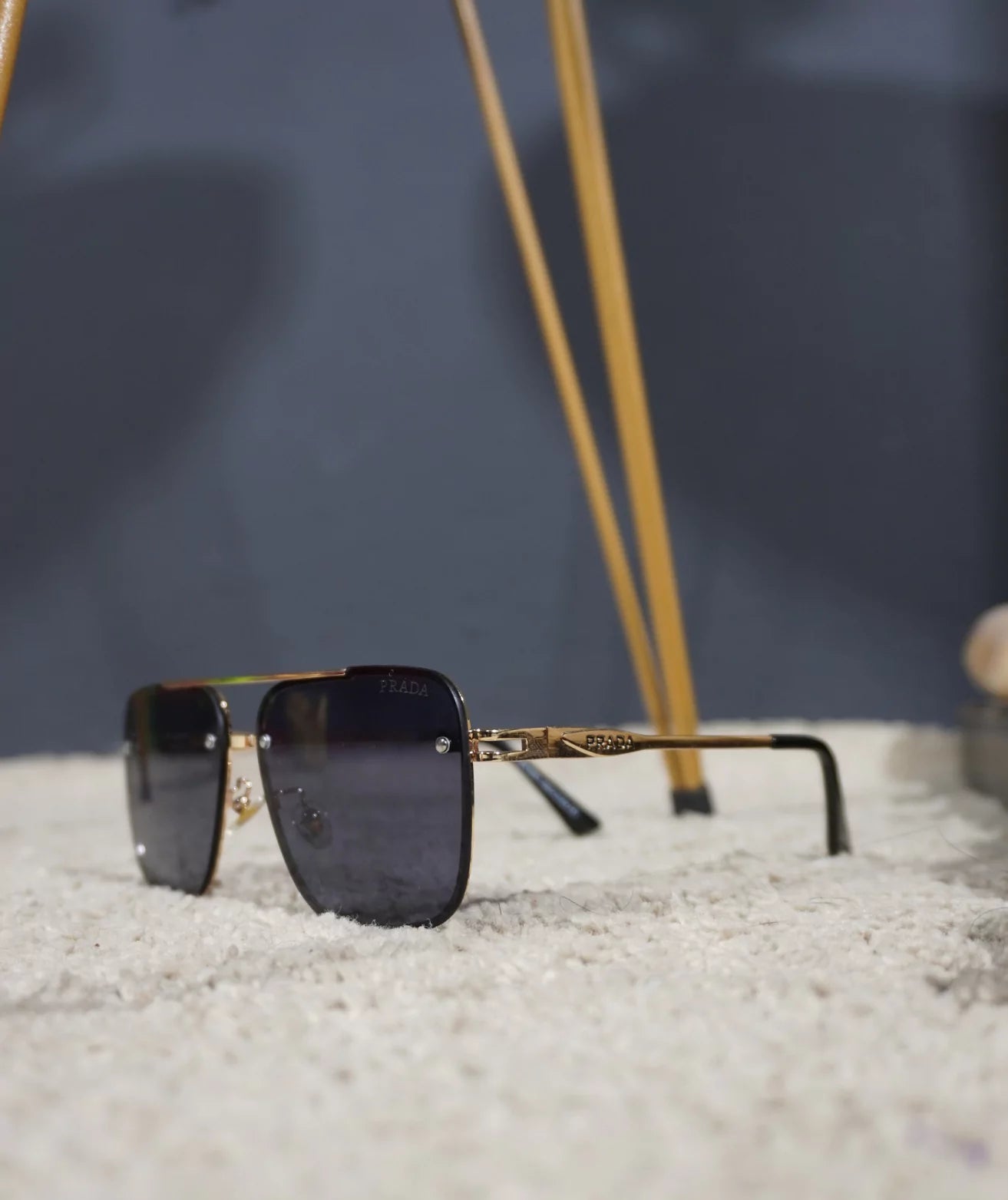 Prada Vintage Square Rimless Sunglasses