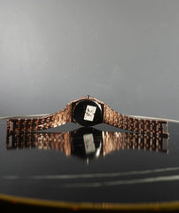 Rhinestone Decor Round Electronic Watch - Rose Gold