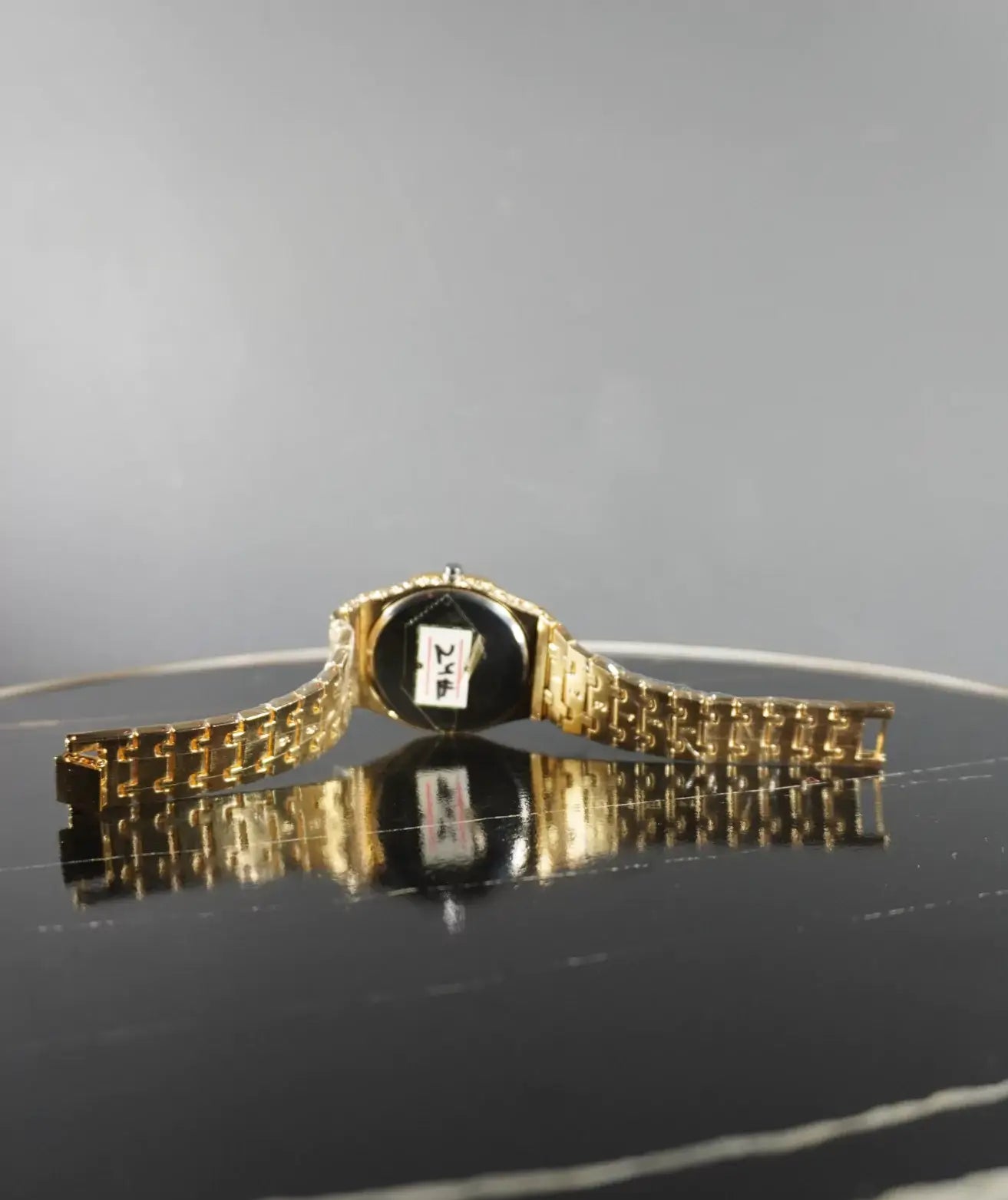 Golden Rhinestone Decor Round Electronic Watch