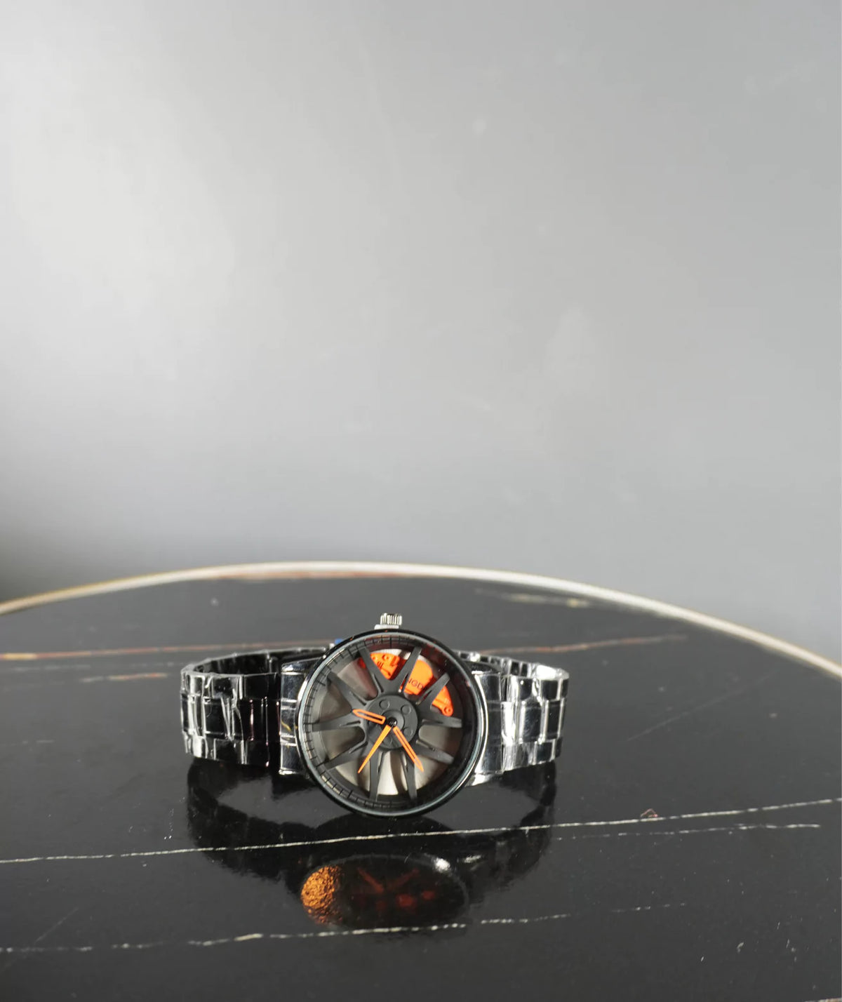 Sleek Rim Hub Watch for Men - Orange