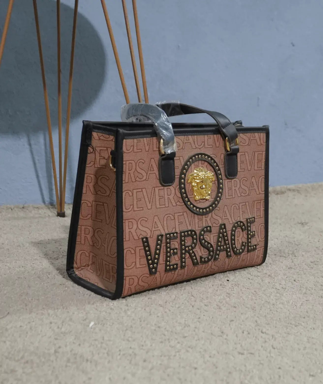 Versace Canvas Bag with Gold Logo